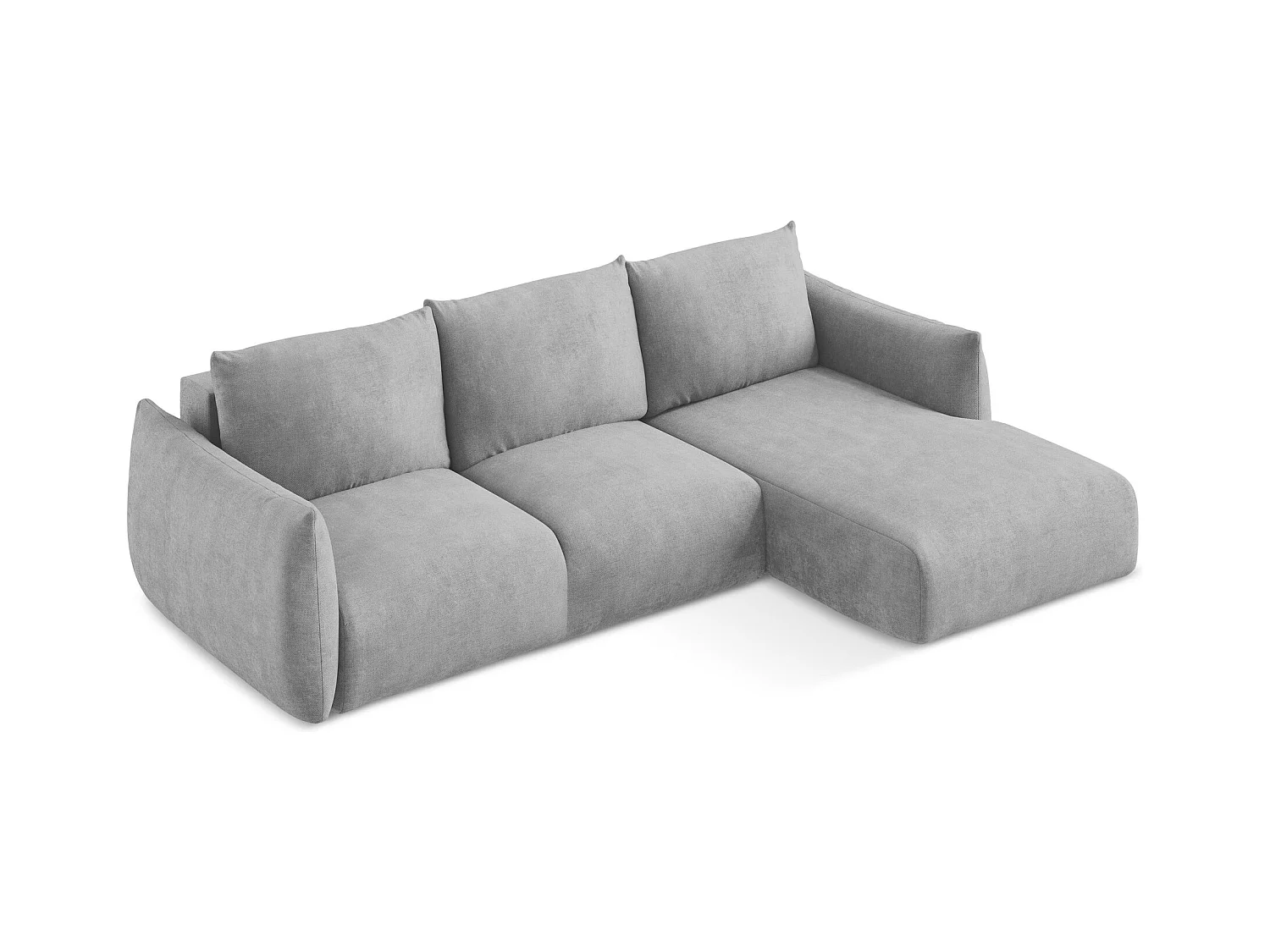 Canapé d'angle droit convertible en tissu chenille - gris clair - LEILA