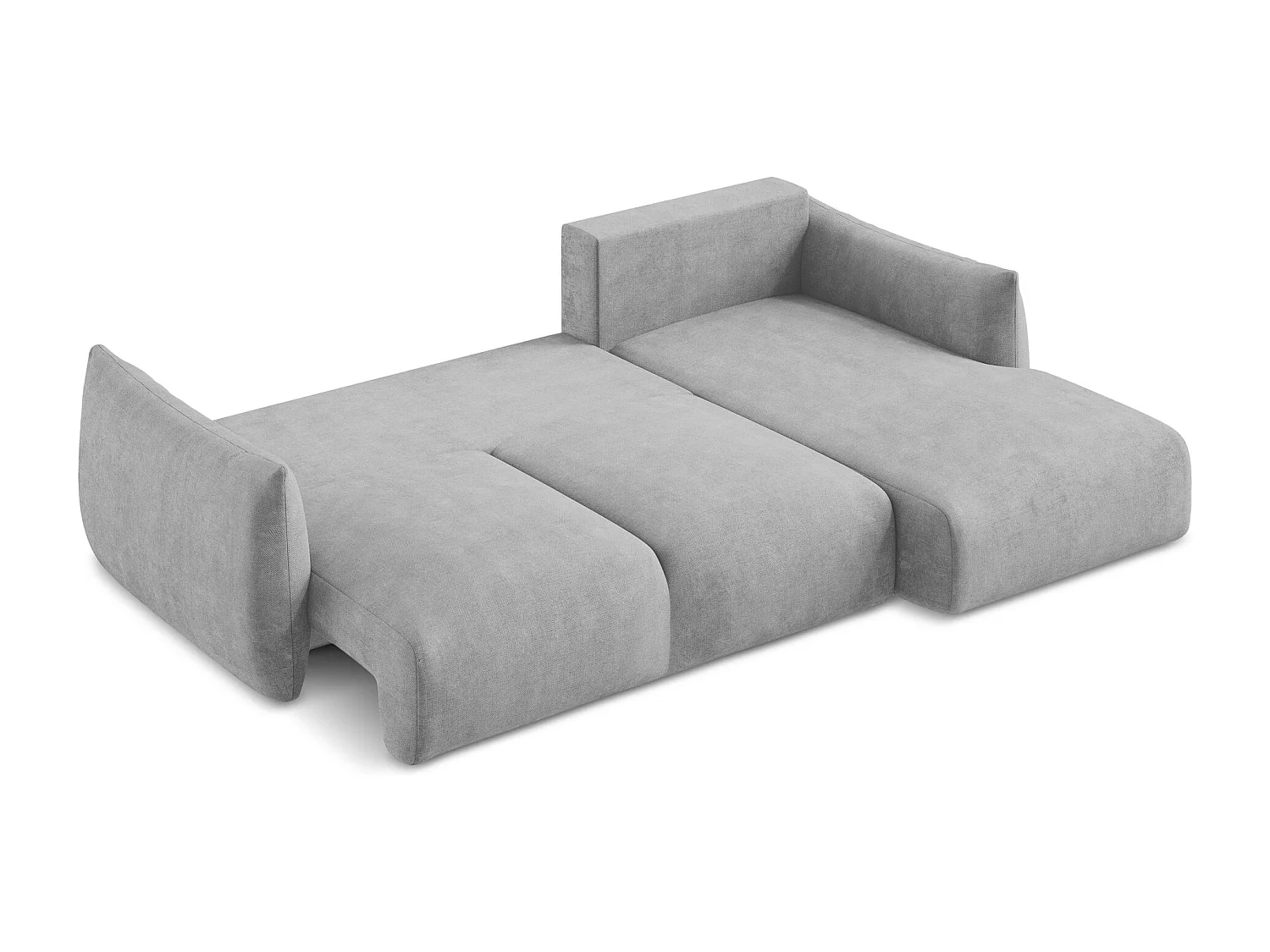 Canapé d'angle droit convertible en tissu chenille - gris clair - LEILA