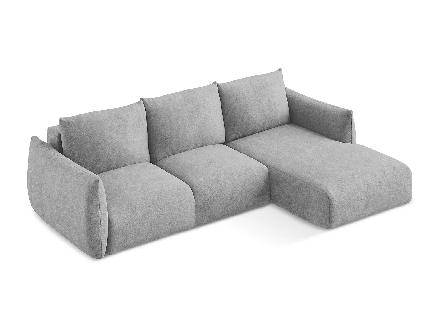 Canapé d'angle droit convertible en tissu chenille - gris clair - LEILA