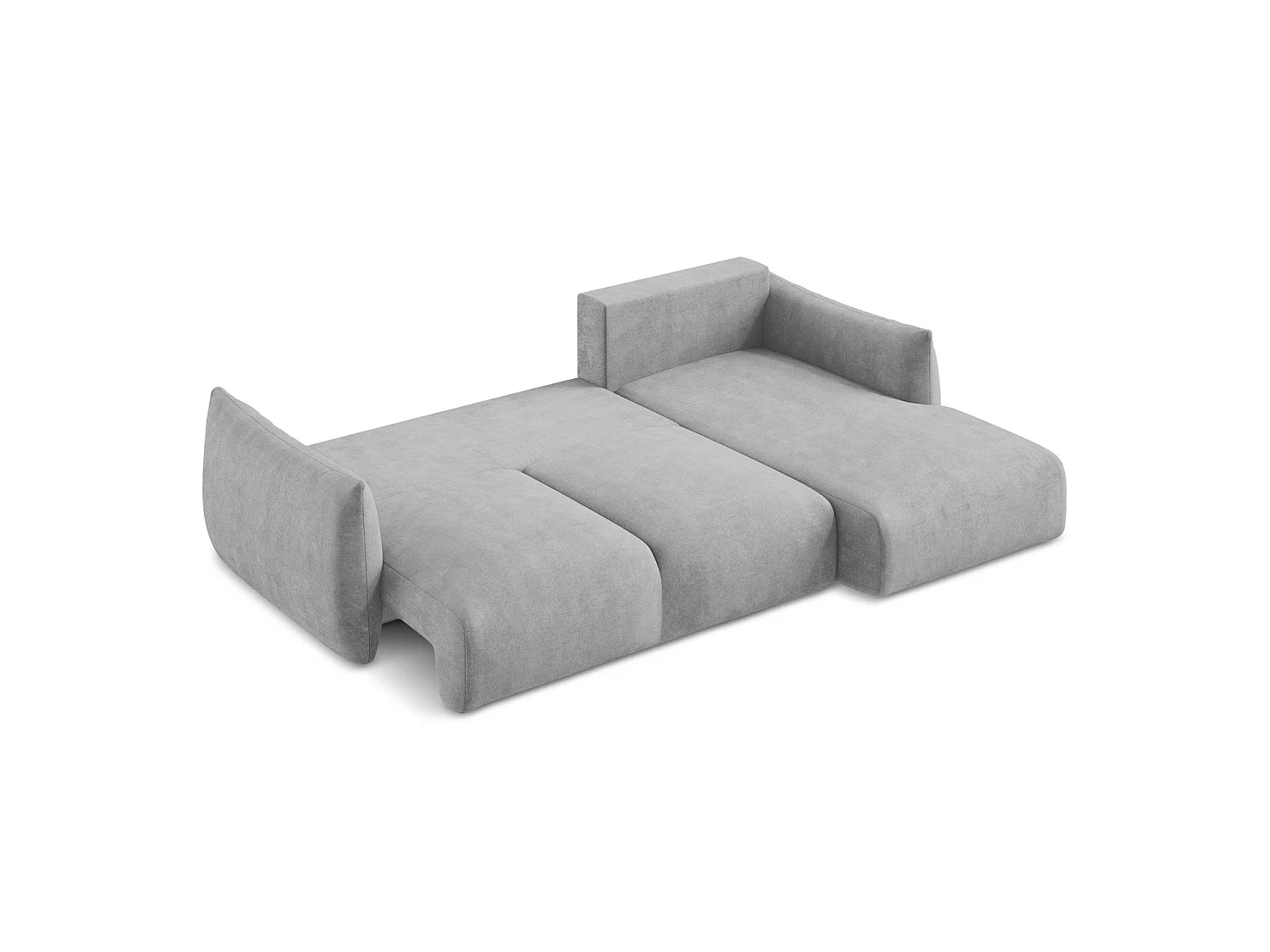 Canapé d'angle droit convertible en tissu chenille - gris clair - SAVONA