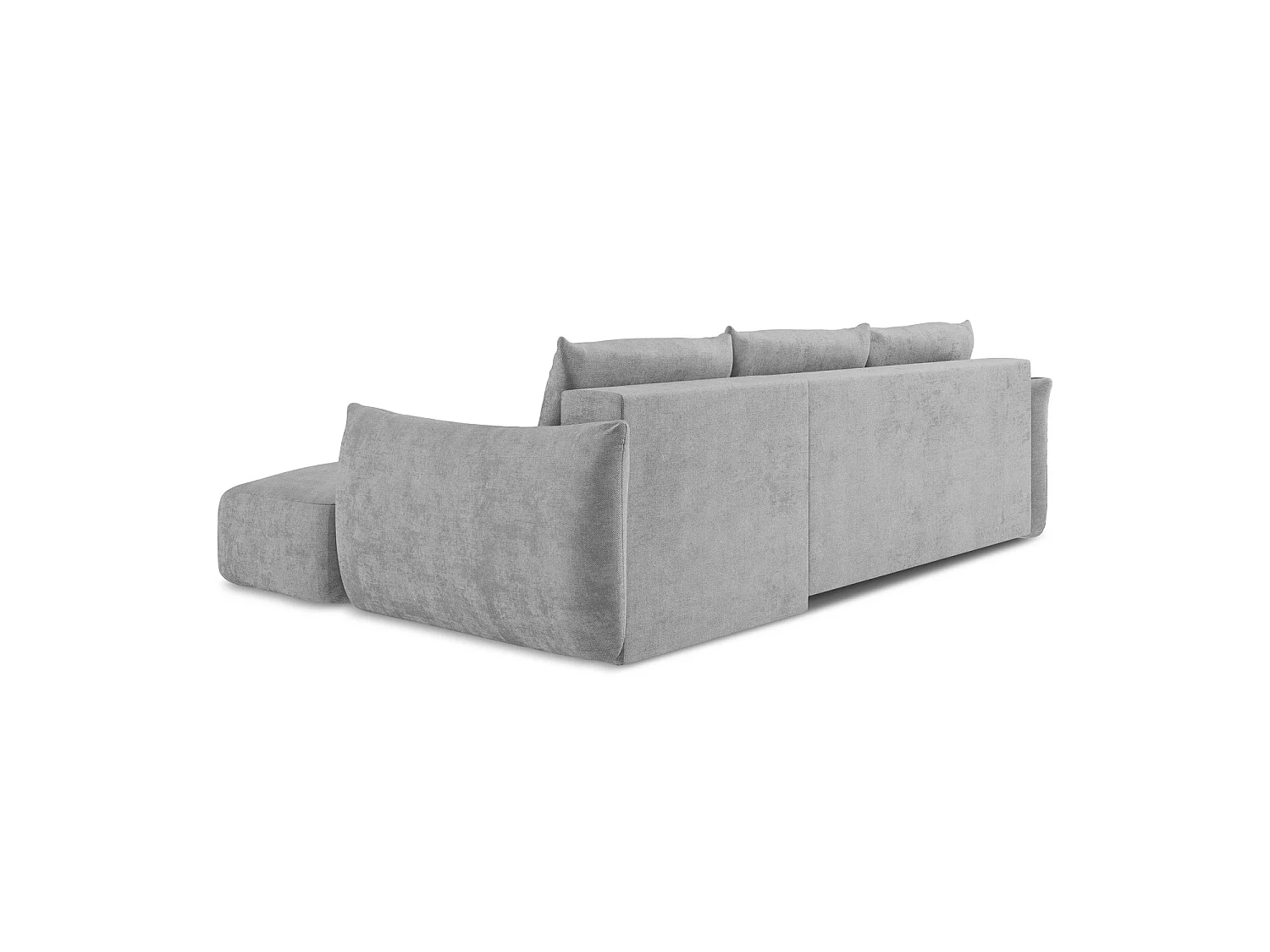 Canapé d'angle droit convertible en tissu chenille - gris clair - SAVONA
