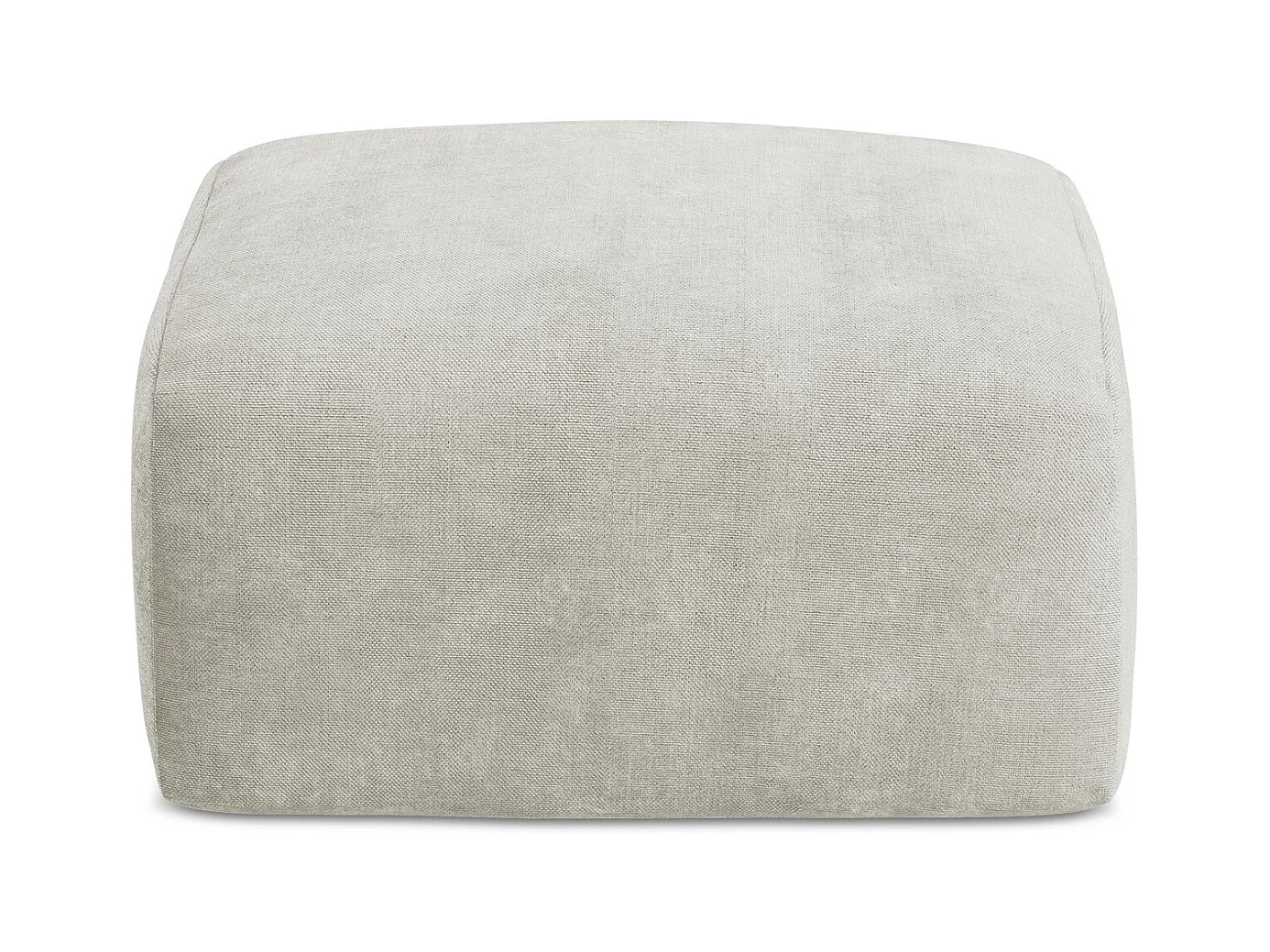 Pouf en tissu chenille - perle - LEILA