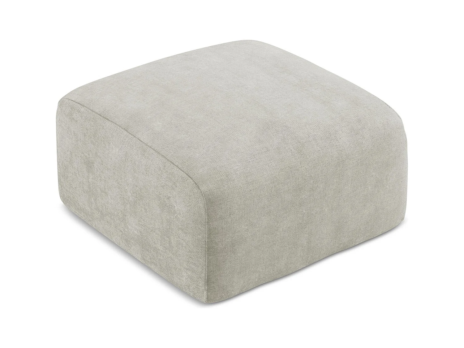 Pouf en tissu chenille - perle - LEILA