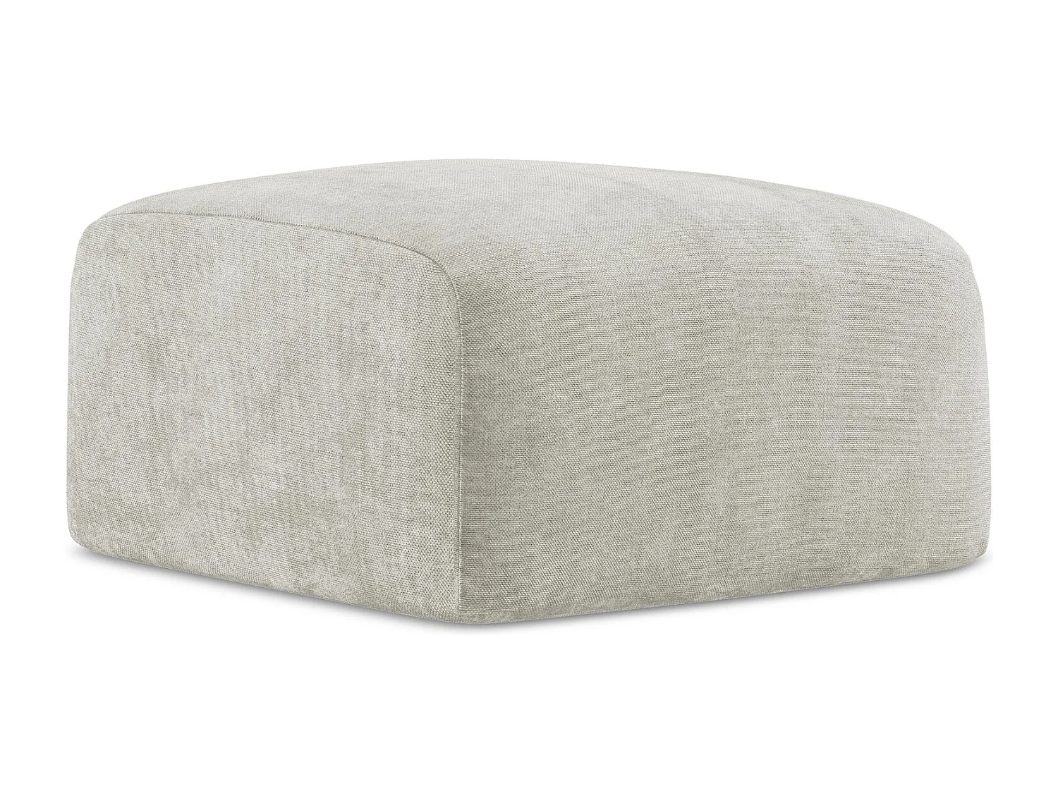 Pouf en tissu chenille - perle - LEILA