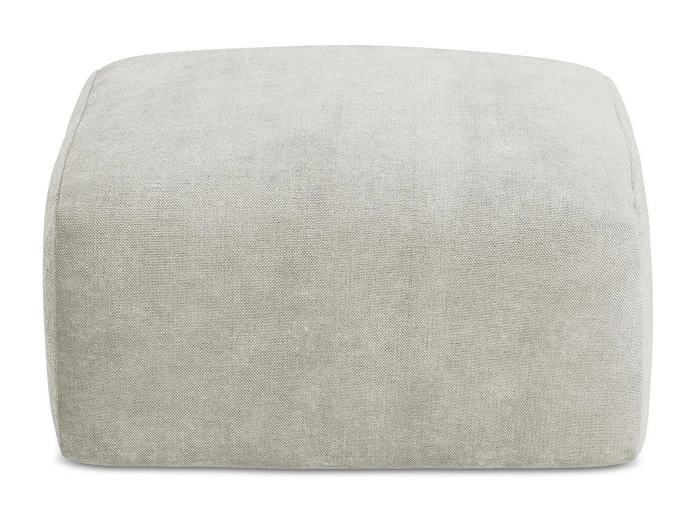 Pouf en tissu chenille - perle - LEILA