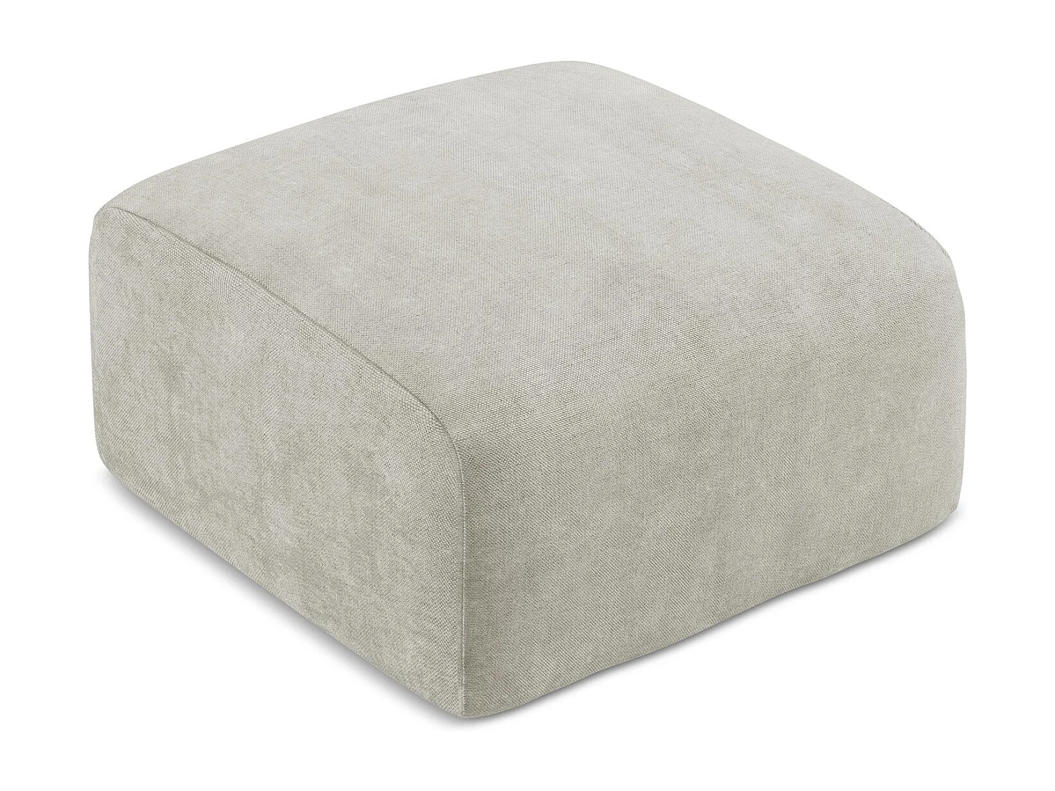 Pouf en tissu chenille - perle - LEILA