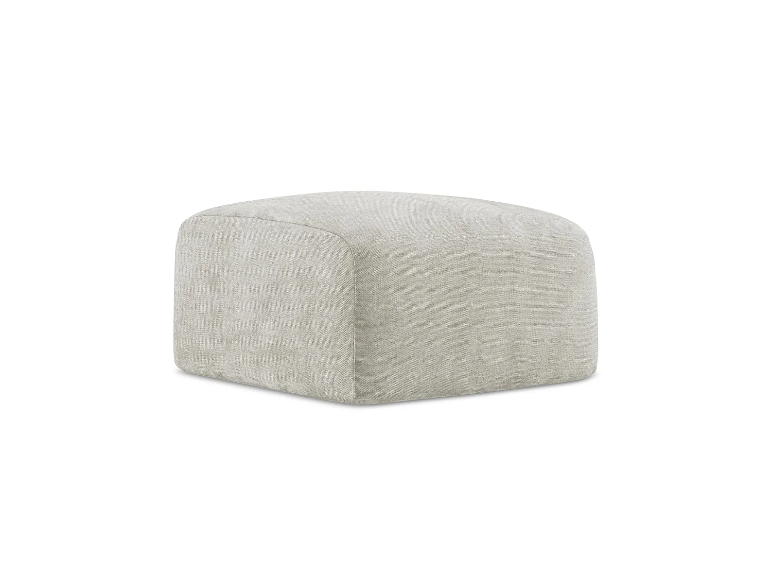 Pouf en tissu chenille - perle - SAVONA