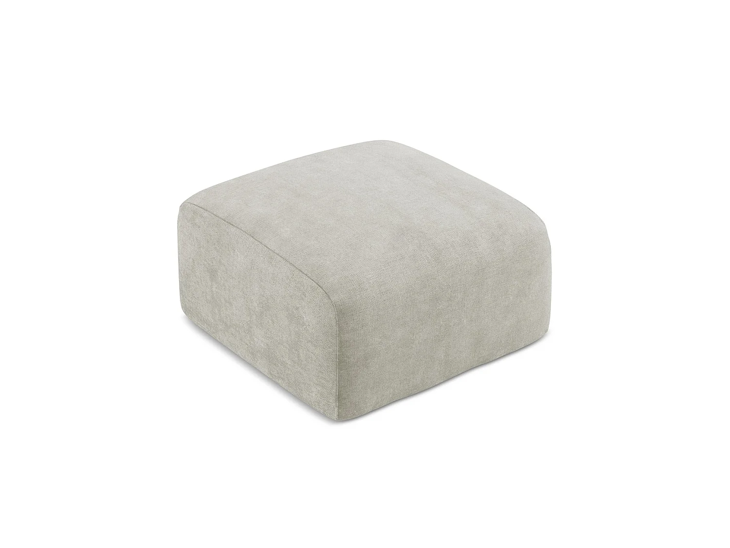 Pouf en tissu chenille - perle - SAVONA