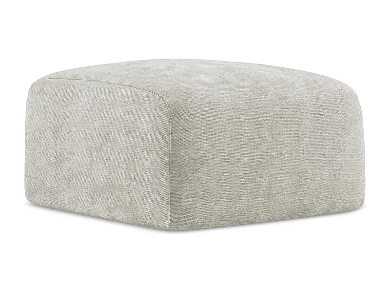 Pouf en tissu chenille - perle - LEILA