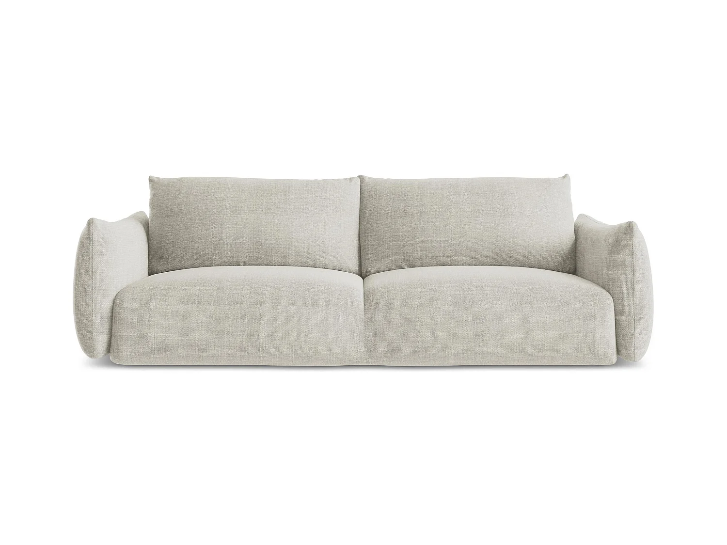 Canapé 3 places convertible en tissu texturé - beige clair - LEILA