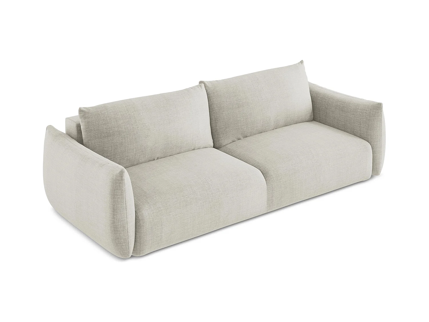 Canapé 3 places convertible en tissu texturé - beige clair - LEILA