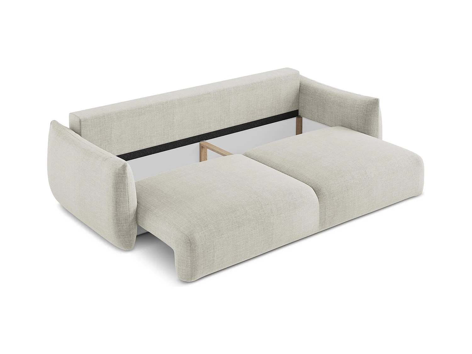 Canapé 3 places convertible en tissu texturé - beige clair - LEILA