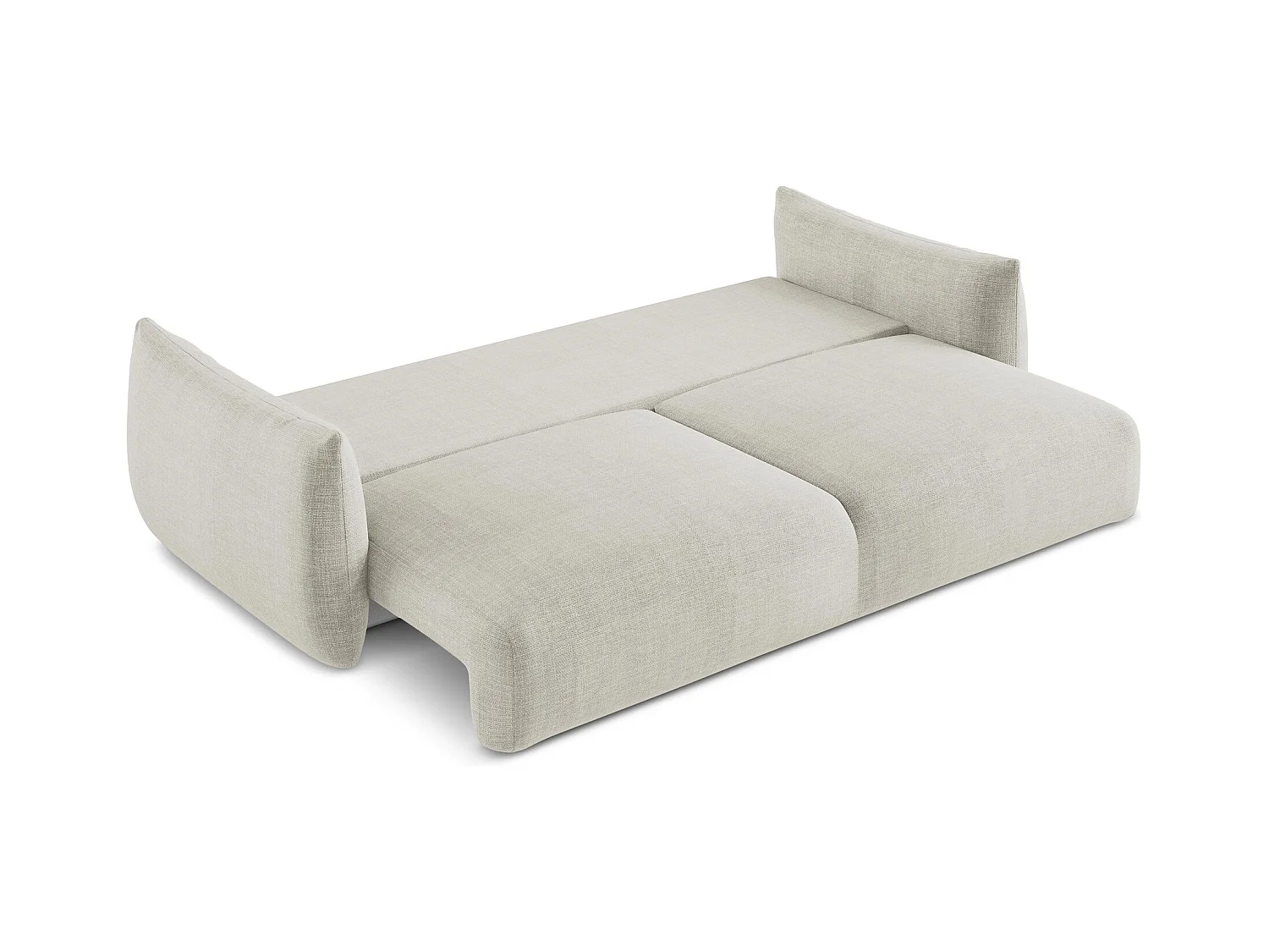 Canapé 3 places convertible en tissu texturé - beige clair - LEILA