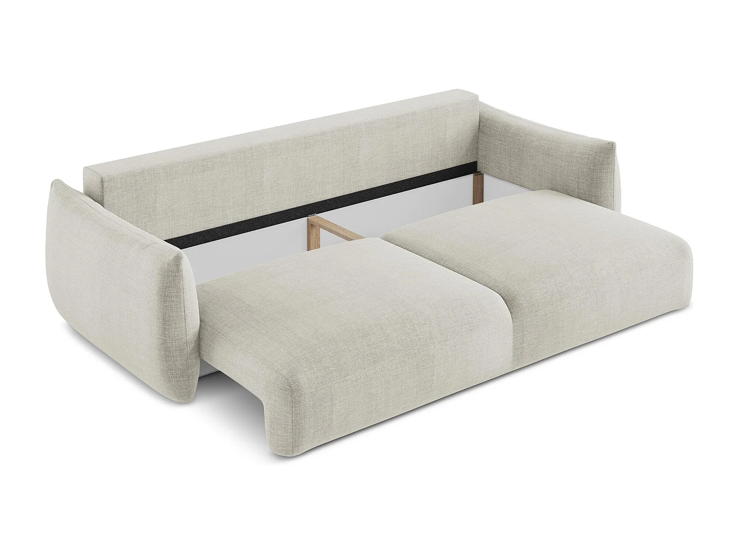 Canapé 3 places convertible en tissu texturé - beige clair - LEILA