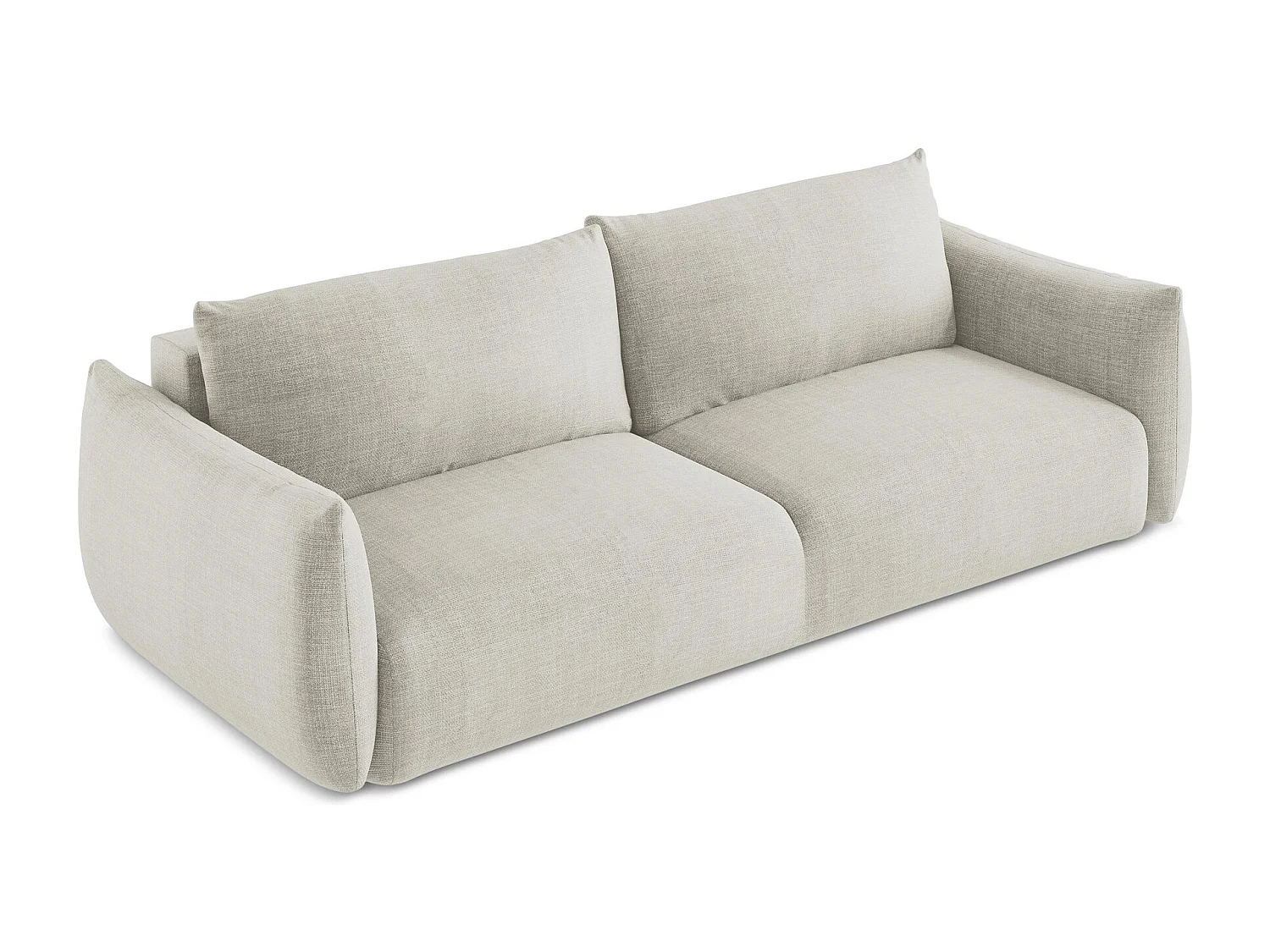 Driezits-slaapbank van lichtbeige textuurstof - LEILA