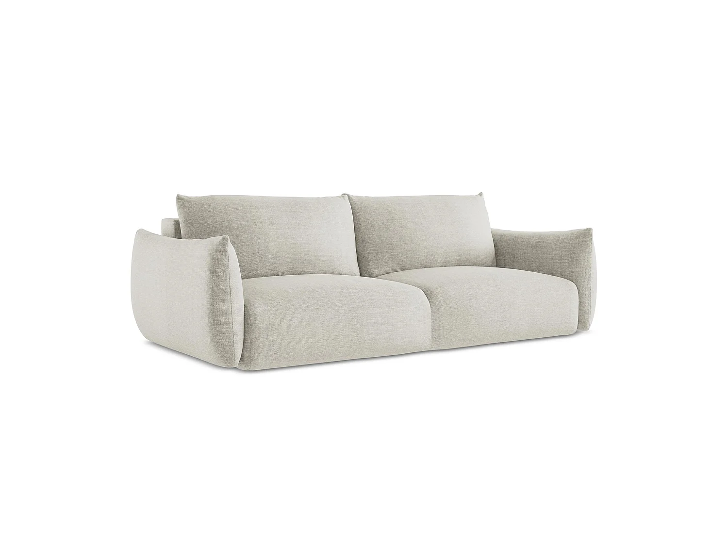 Canapé 3 places convertible en tissu texturé - beige clair - SAVONA