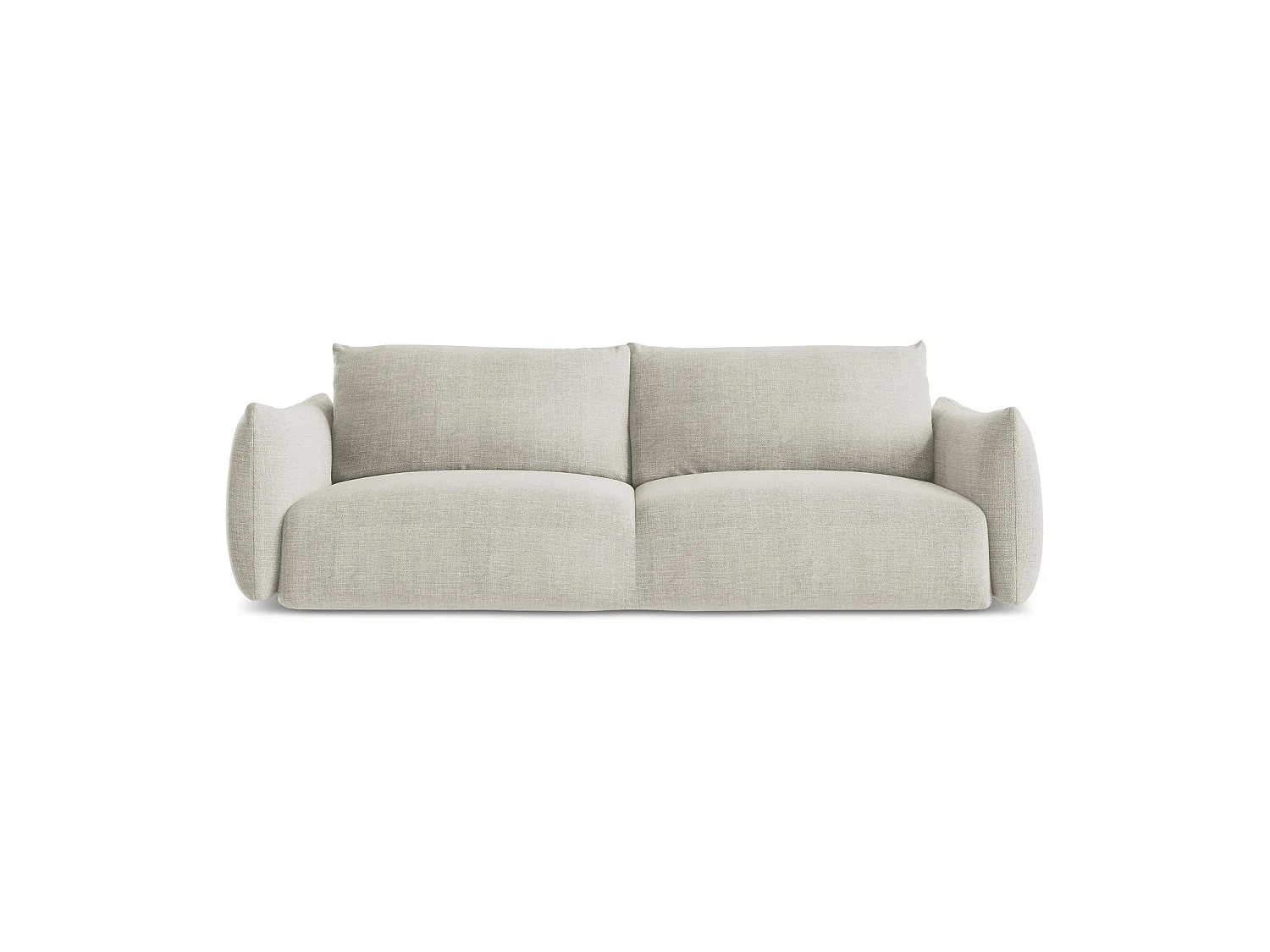 Canapé 3 places convertible en tissu texturé - beige clair - SAVONA