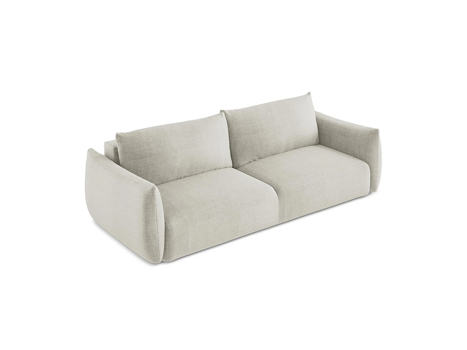 Canapé 3 places convertible en tissu texturé - beige clair - SAVONA