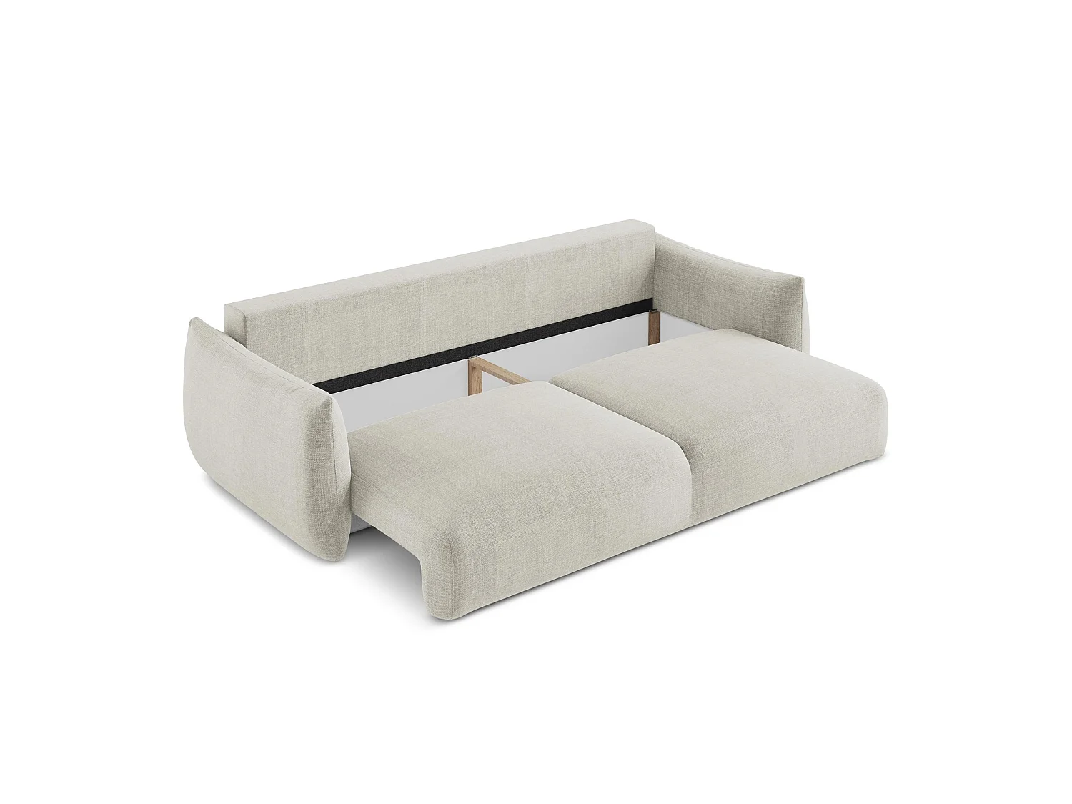 Canapé 3 places convertible en tissu texturé - beige clair - SAVONA