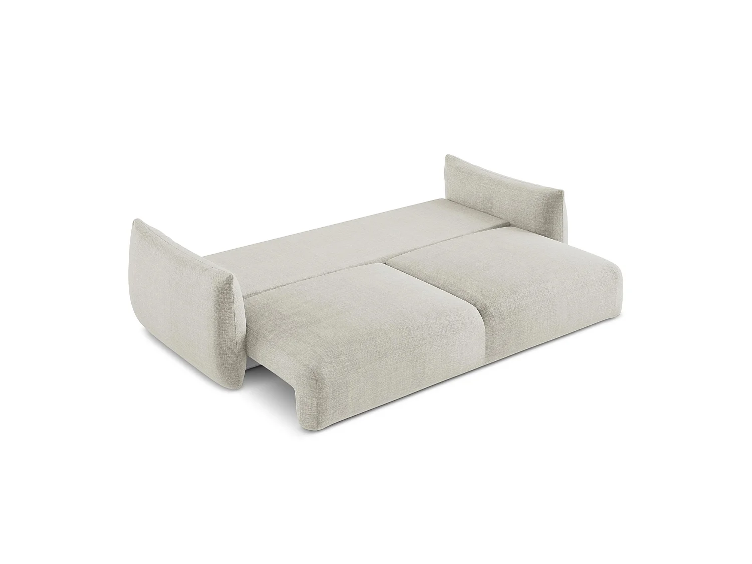 Canapé 3 places convertible en tissu texturé - beige clair - SAVONA