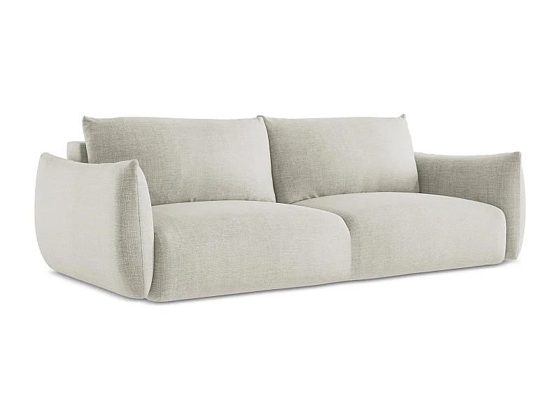 Canapé 3 places convertible en tissu texturé - beige clair - LEILA