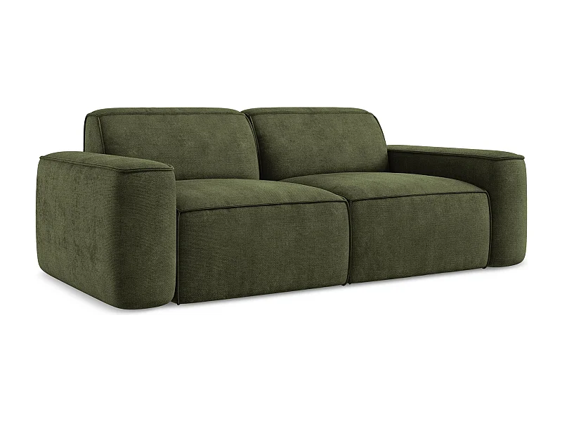 Driezits modulaire bank van olijf chenille stof - OMAO