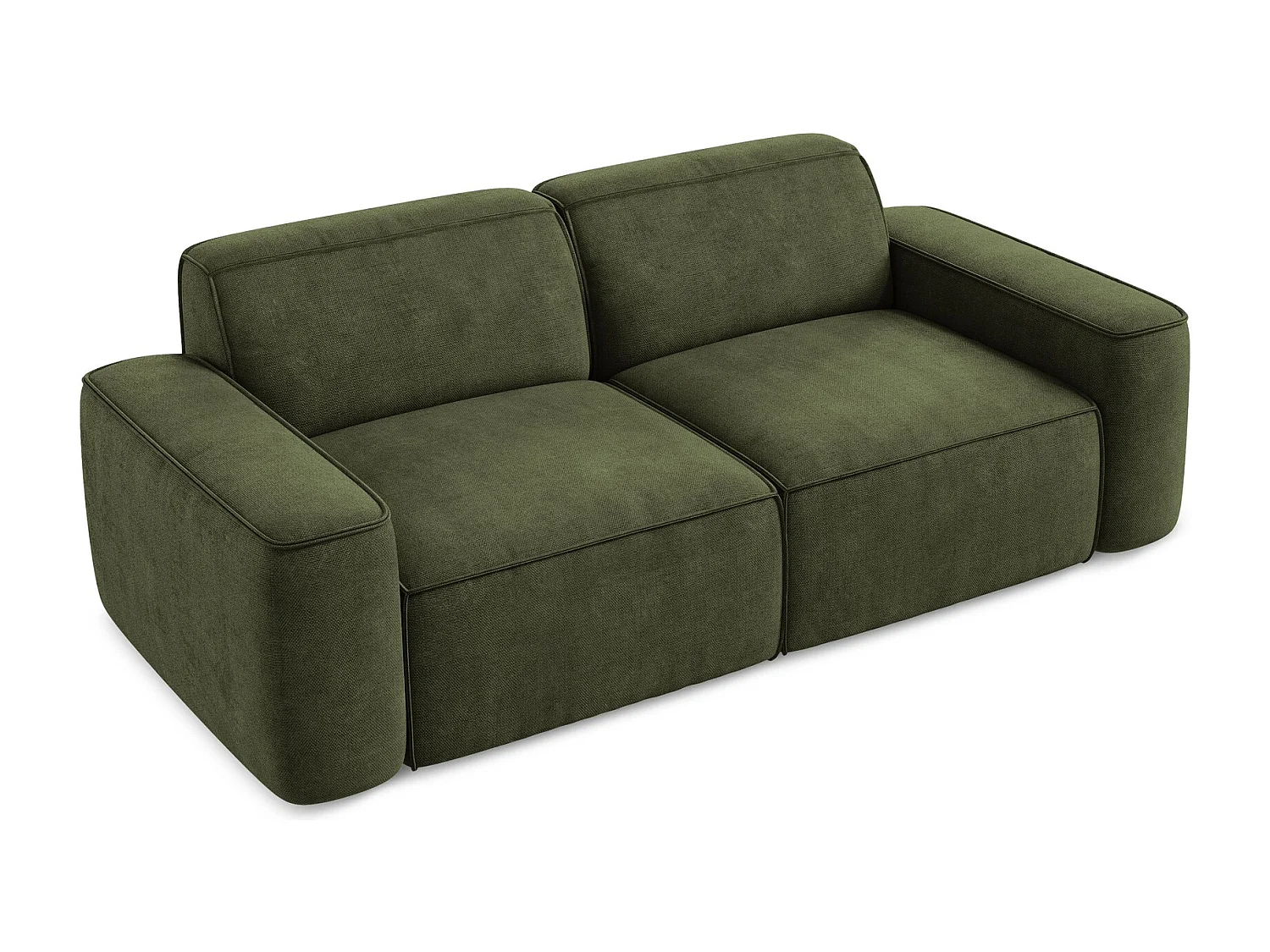 Canapé modulable 3 places en tissu chenille - olive - OMAO