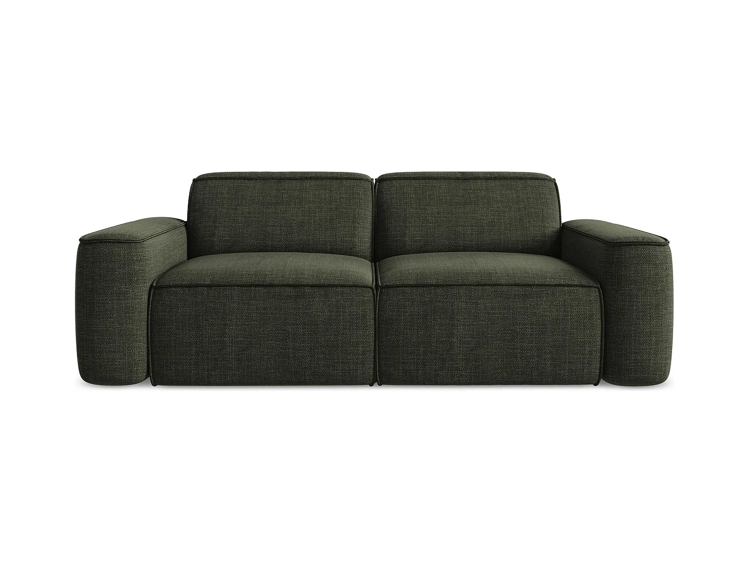 Canapé modulable 3 places en tissu texturé - olive - OMAO