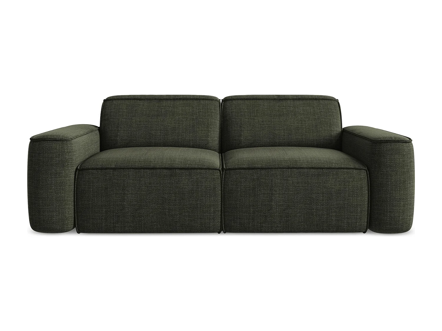 Canapé modulable 3 places en tissu texturé - olive - OMAO