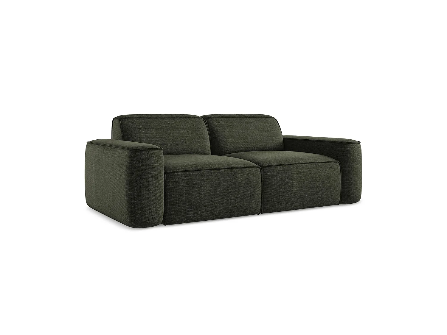 Driezits modulaire bank van olijf textuurstof - MELISSA