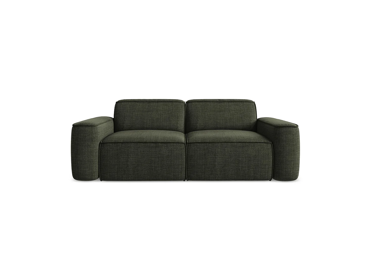 Driezits modulaire bank van olijf textuurstof - MELISSA