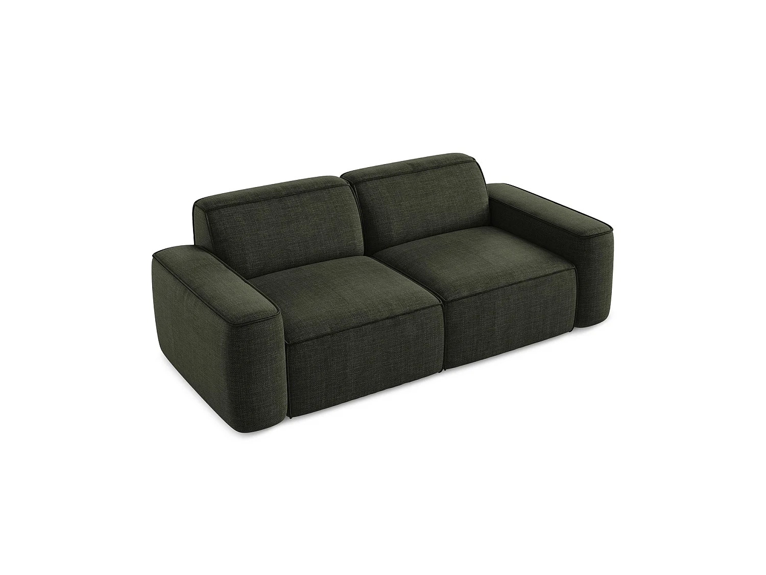 Driezits modulaire bank van olijf textuurstof - MELISSA