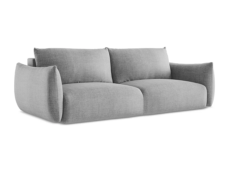 3-Sitzer Sofa mit Schlaffunktion - Strukturstoff - Hellgrau - LEILA