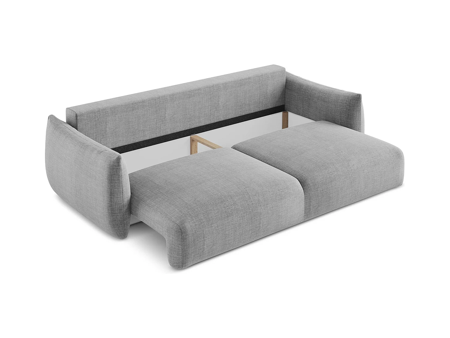 Canapé 3 places convertible en tissu texturé - gris clair - LEILA