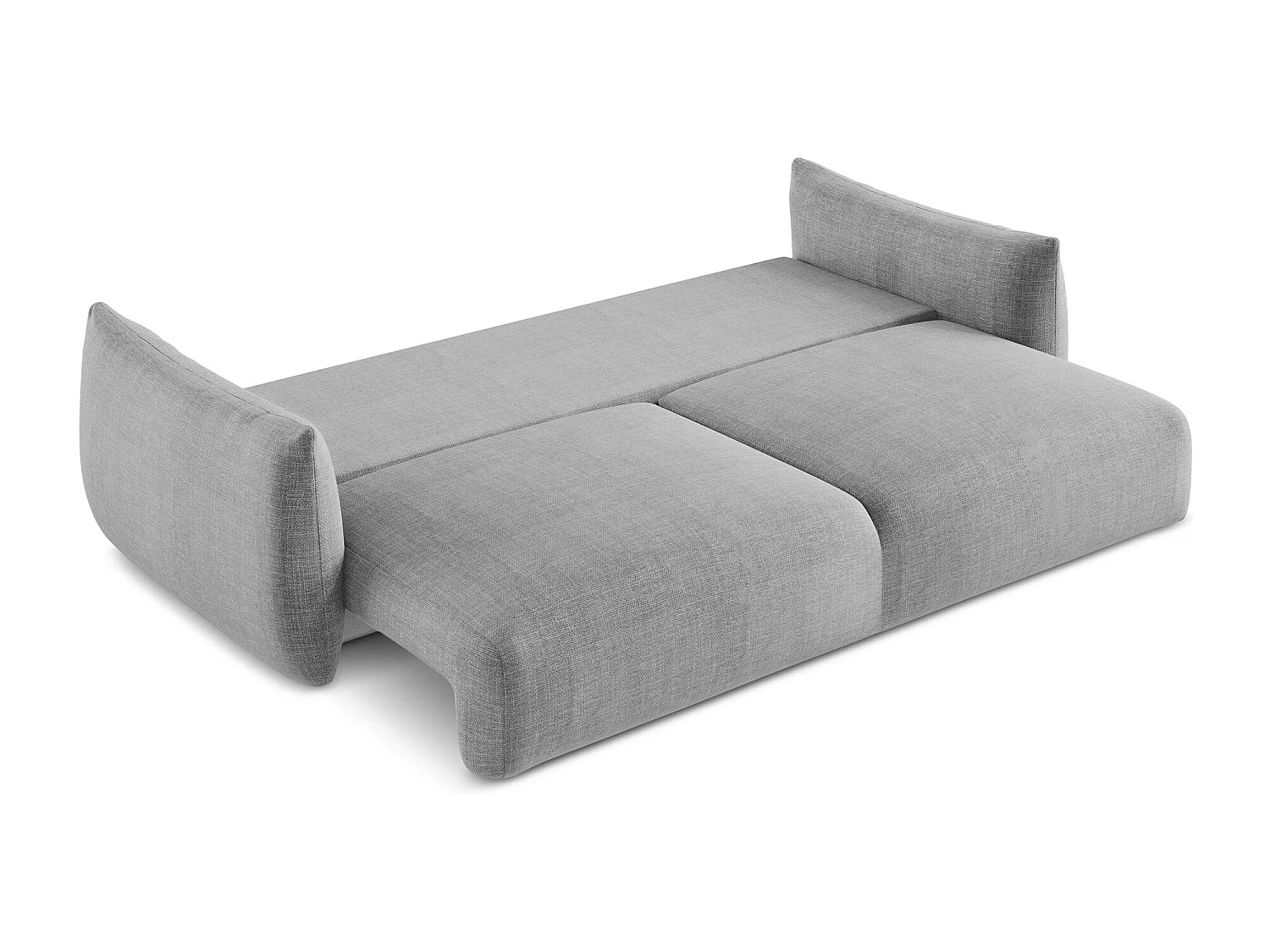 Canapé 3 places convertible en tissu texturé - gris clair - LEILA