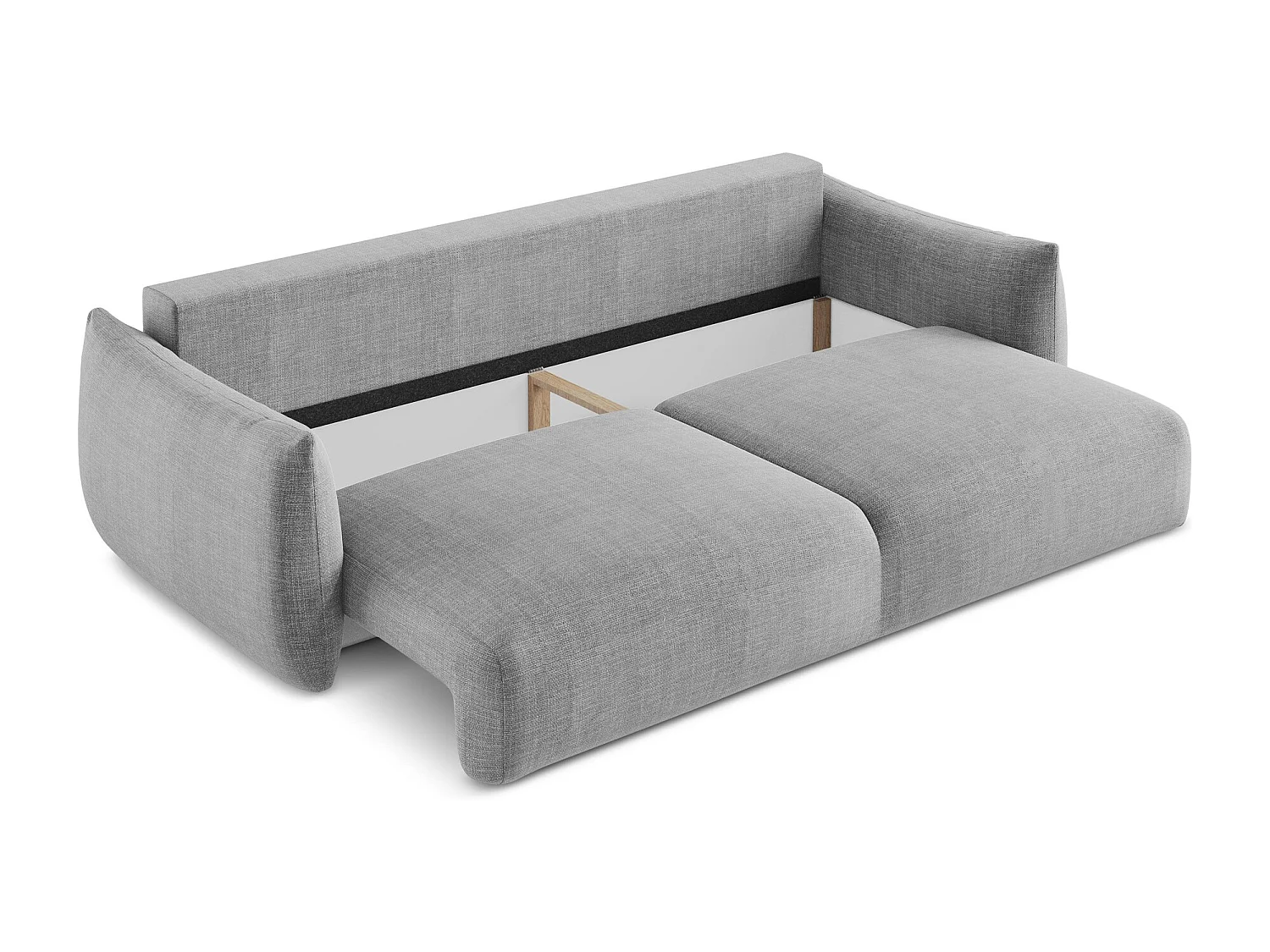 Canapé 3 places convertible en tissu texturé - gris clair - LEILA