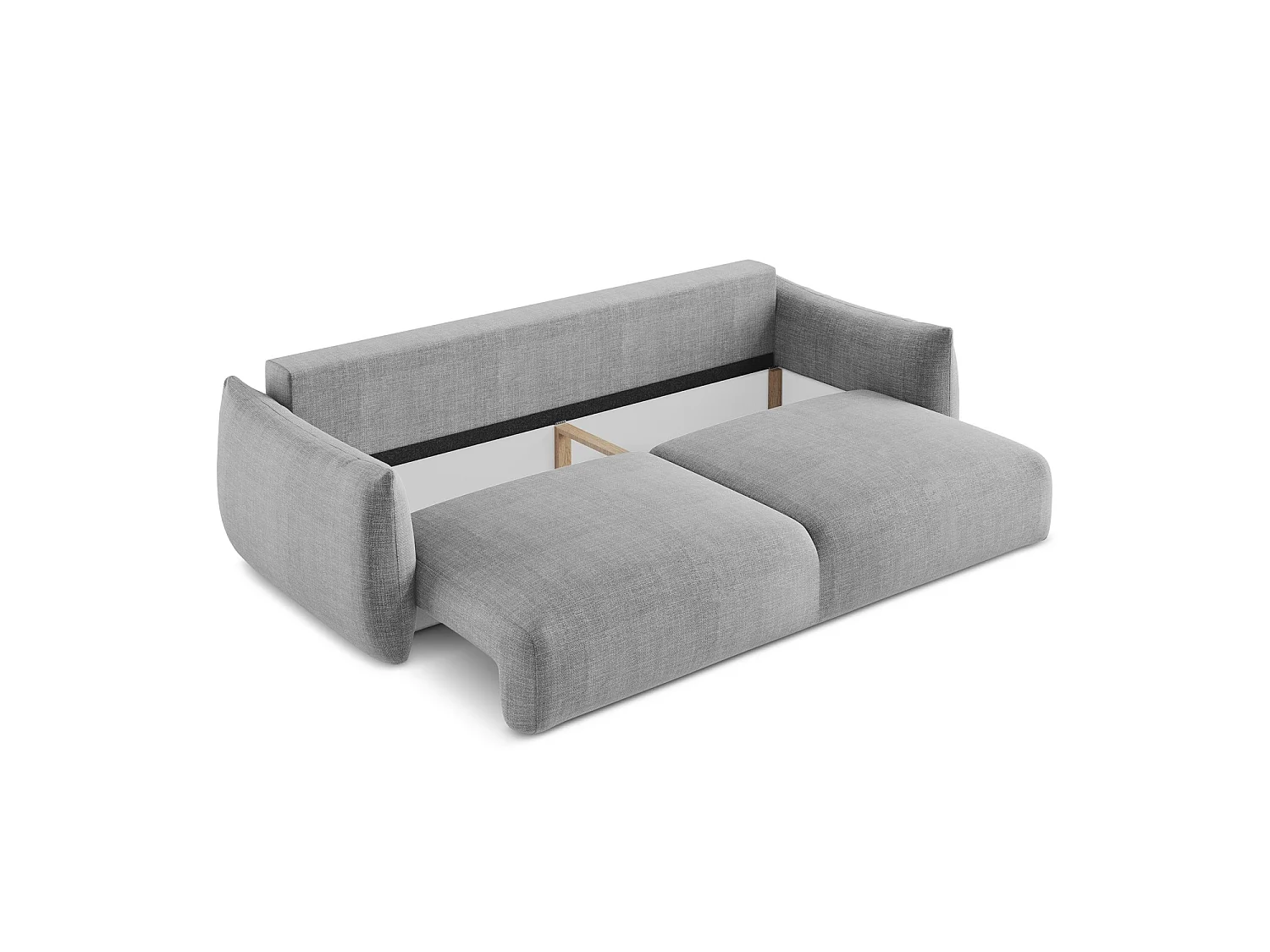 Canapé 3 places convertible en tissu texturé - gris clair - SAVONA