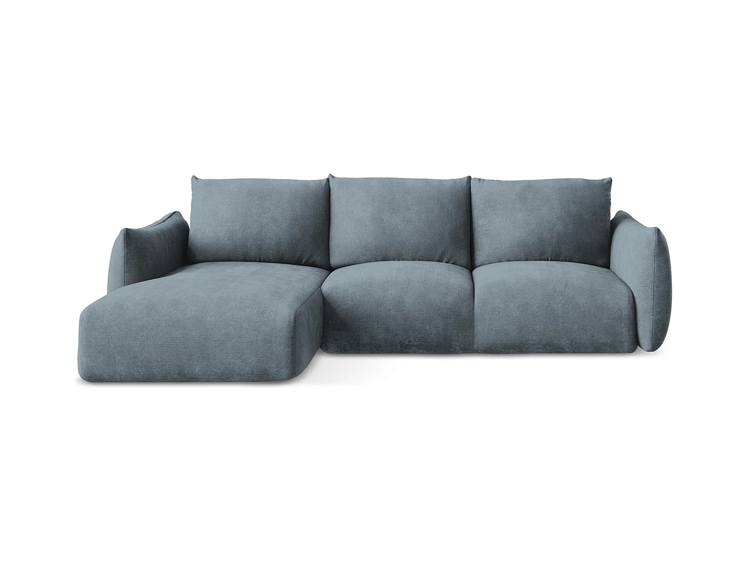 Canapé d’angle 3 places gauche convertible en tissu chenille - jeans - LEILA