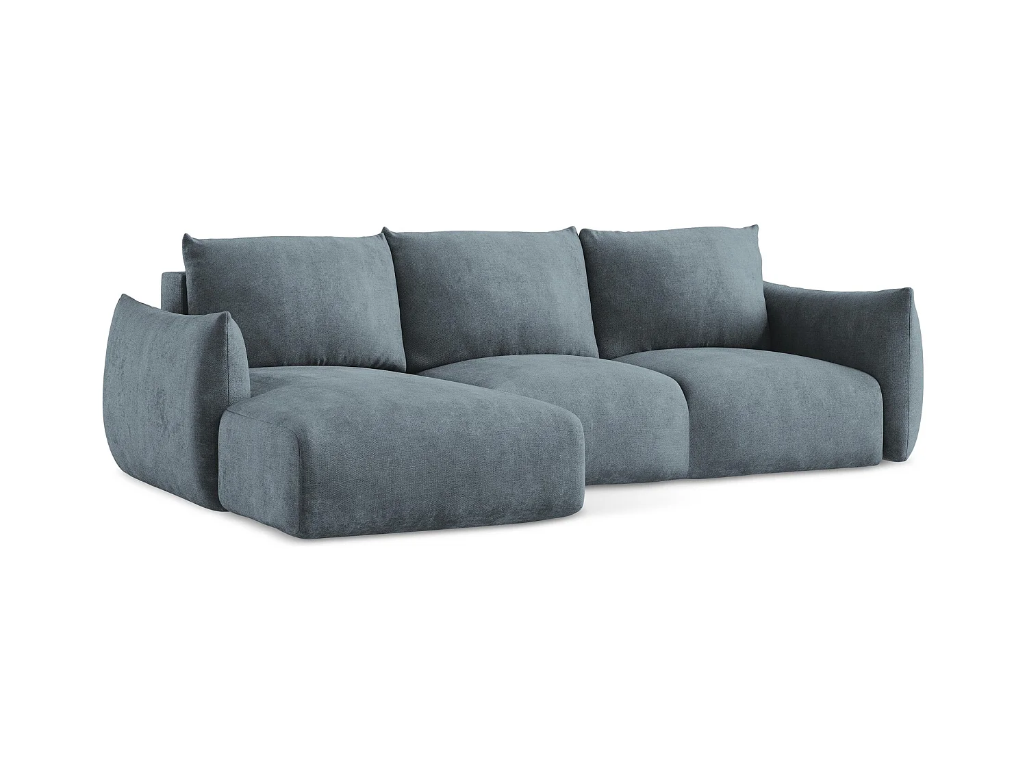 Canapé d’angle 3 places gauche convertible en tissu chenille - jeans - LEILA