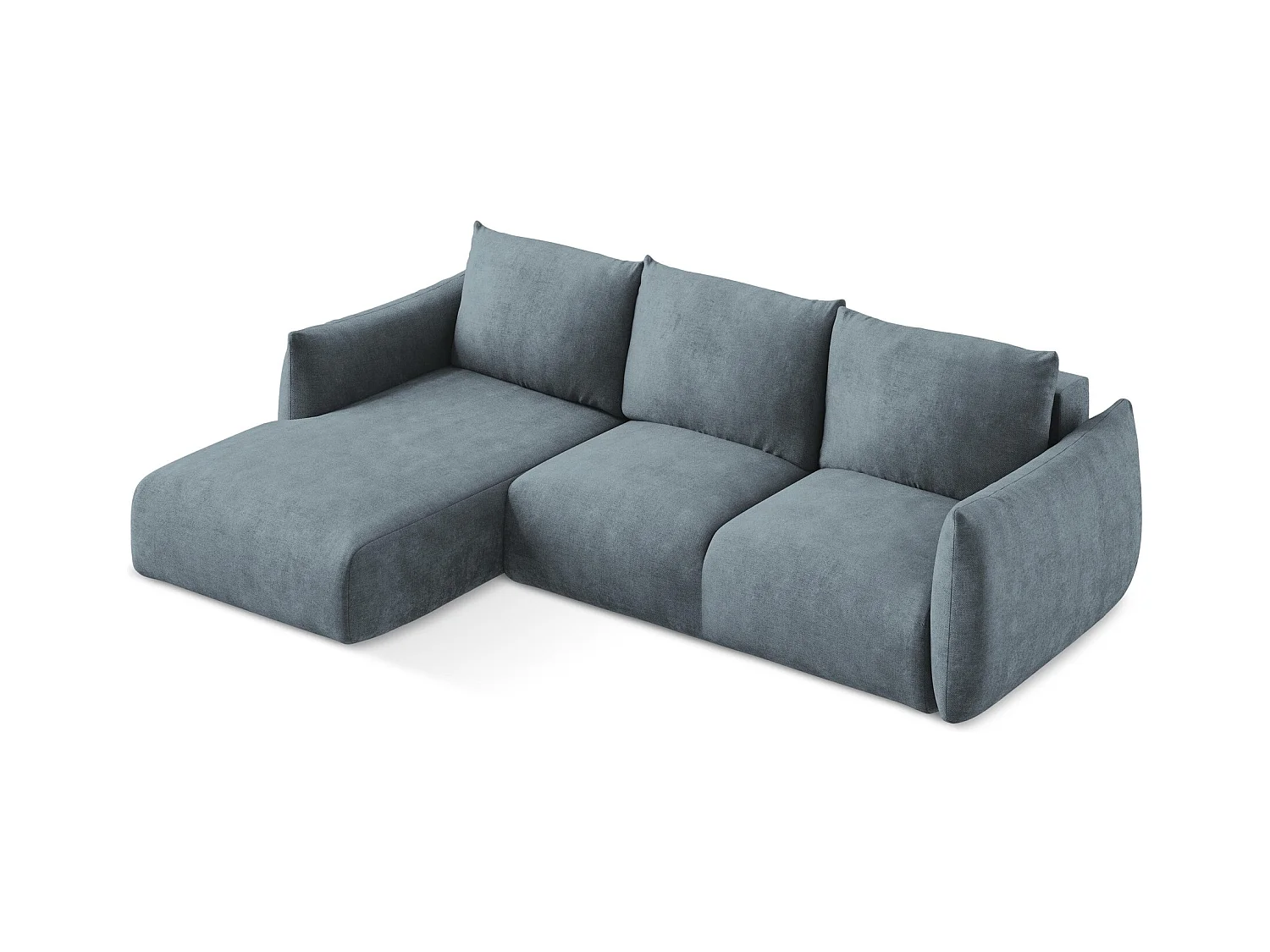 Canapé d’angle 3 places gauche convertible en tissu chenille - jeans - LEILA