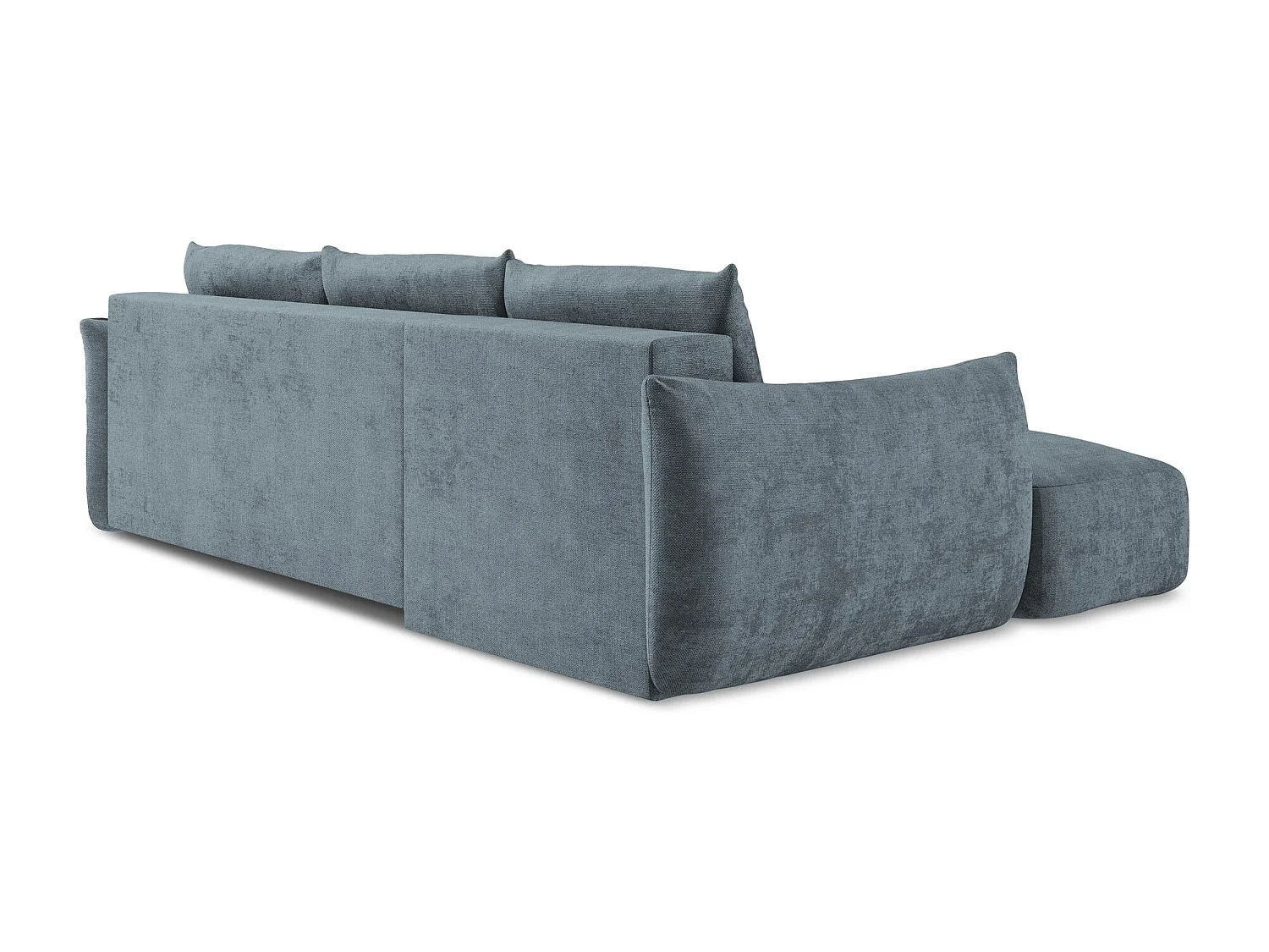 Canapé d’angle 3 places gauche convertible en tissu chenille - jeans - LEILA