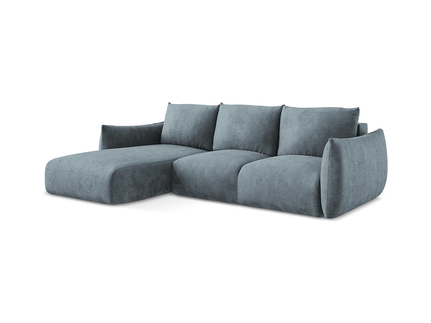3-Sitzer Ecksofa mit Schlaffunktion - Ecke Links - Chenille - Jeans - LEILA