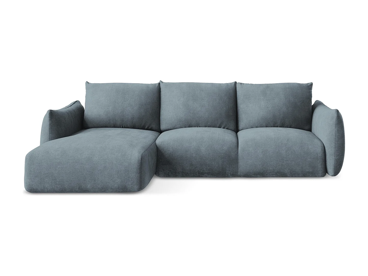 Canapé d’angle 3 places gauche convertible en tissu chenille - jeans - LEILA