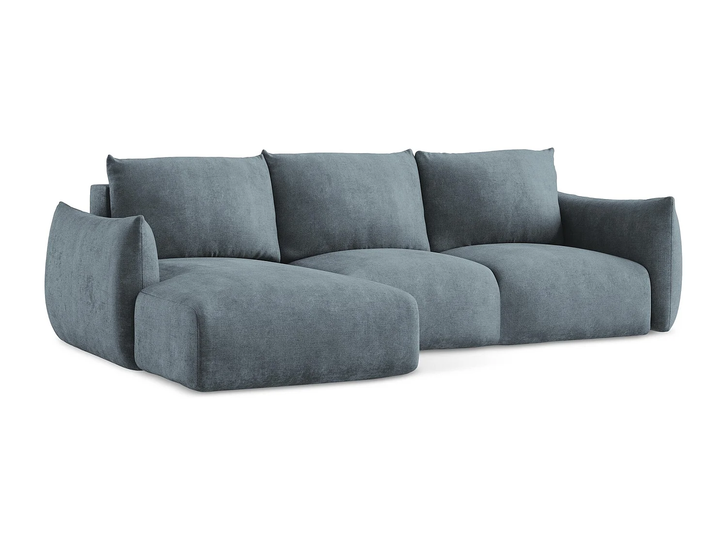 Canapé d’angle 3 places gauche convertible en tissu chenille - jeans - LEILA