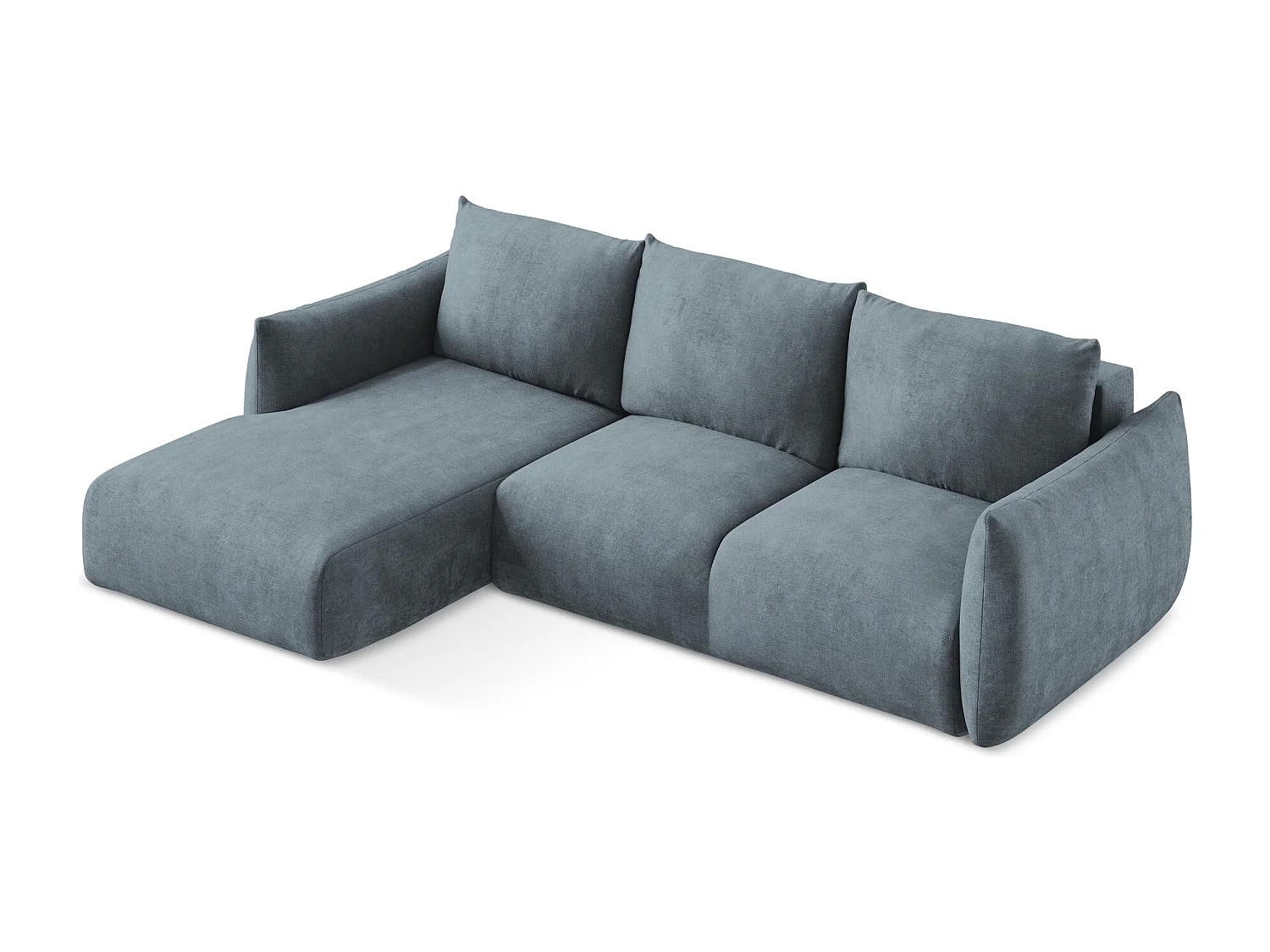 Canapé d’angle 3 places gauche convertible en tissu chenille - jeans - LEILA