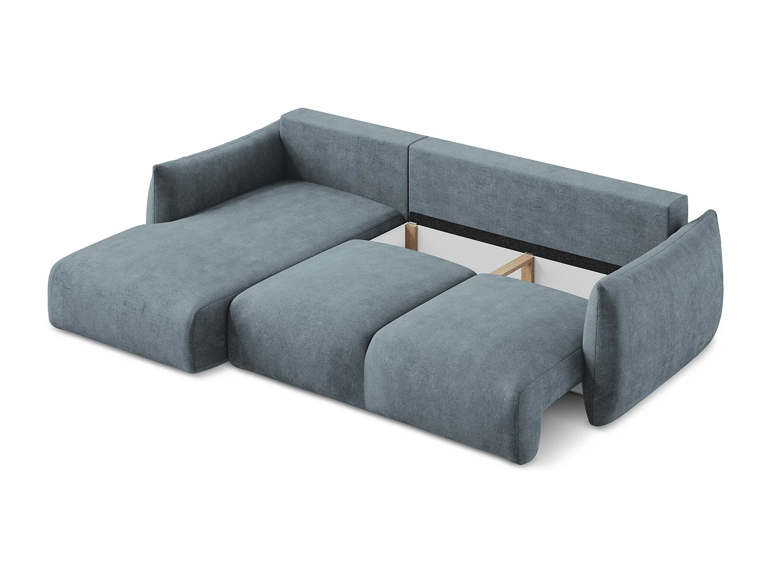 Canapé d’angle 3 places gauche convertible en tissu chenille - jeans - LEILA