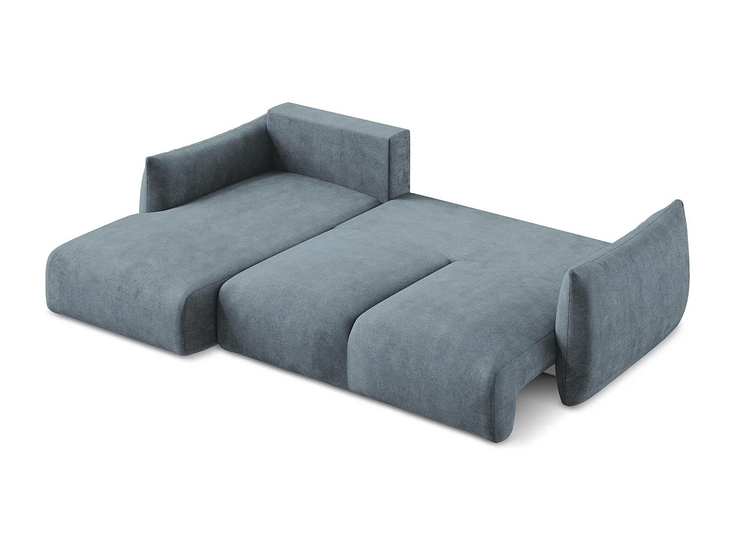 Canapé d’angle 3 places gauche convertible en tissu chenille - jeans - LEILA