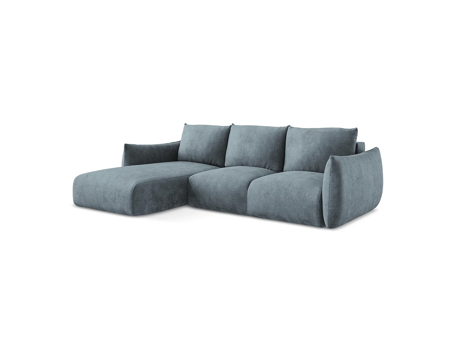 Hoekslaapbank links van jeans chenille stof - SAVONA