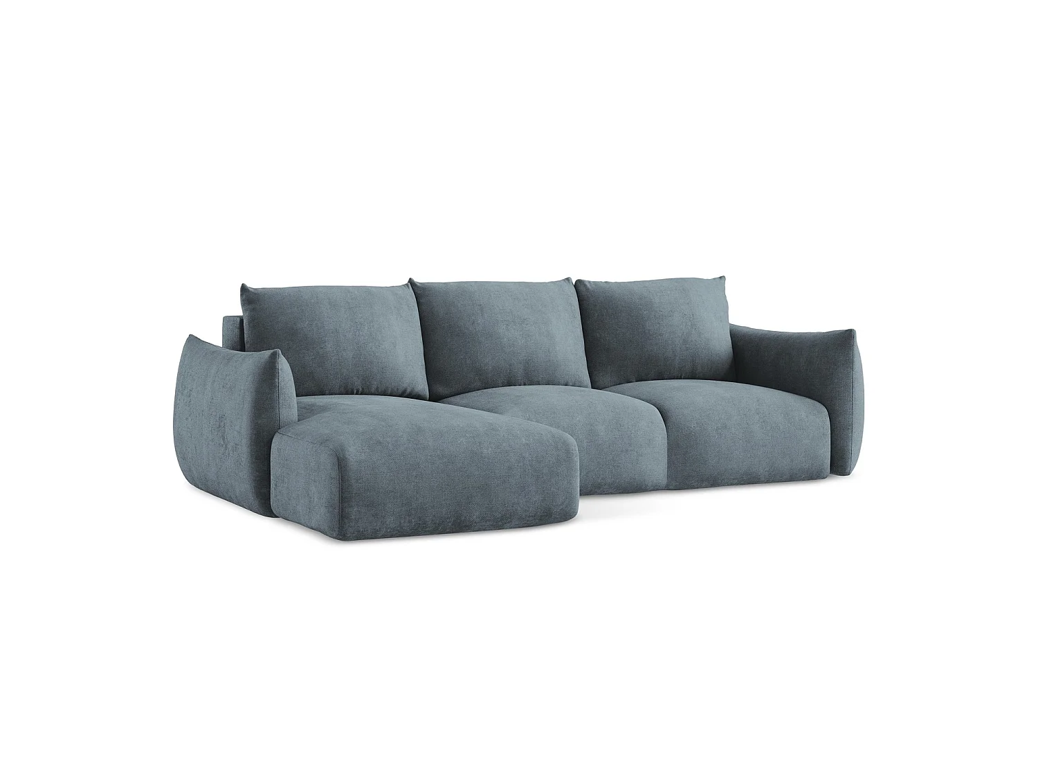 Hoekslaapbank links van jeans chenille stof - SAVONA