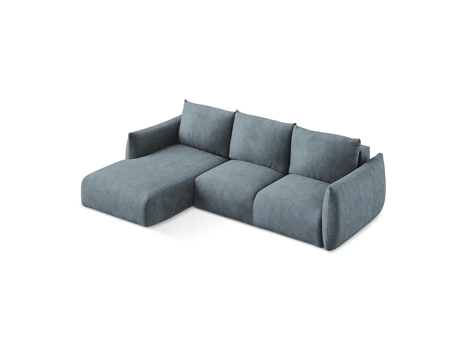 Hoekslaapbank links van jeans chenille stof - SAVONA
